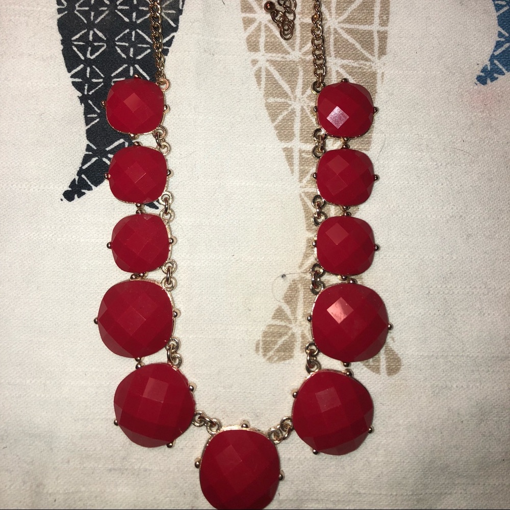 Red statement necklace
